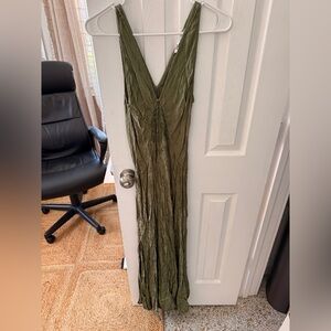 ZARA Olive Green Textured Sleeveless Dress